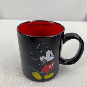 Disney Mickey Mouse Black Red Coffee Cup Mug Ceramic Collectible.